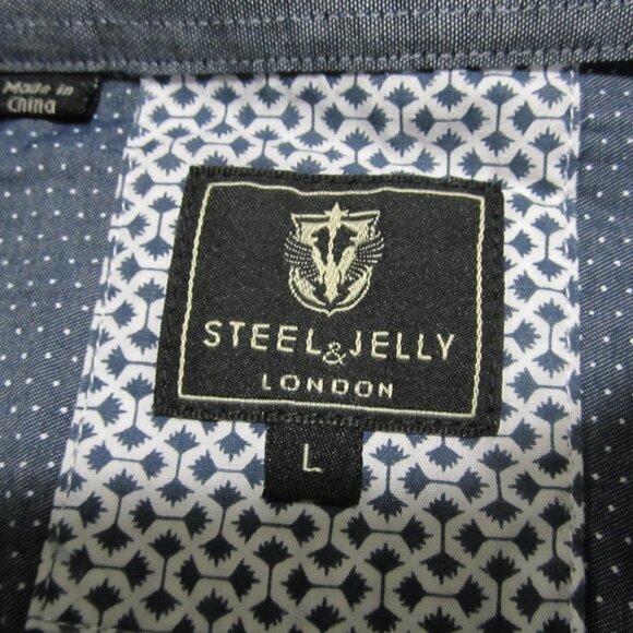 Steel & Jelly Button Up Shirt Men's L Gray Blue Button Down Long Sleeve - Picture 3 of 11